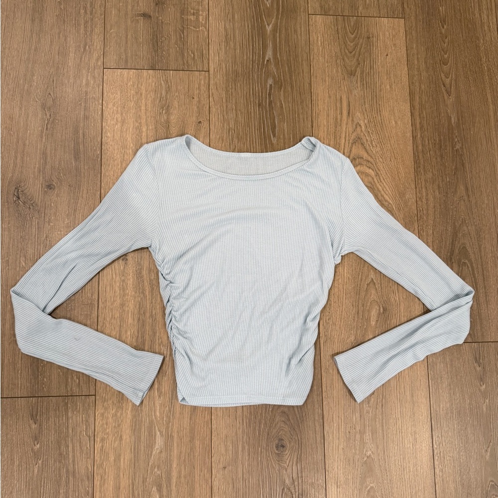 ALO Yoga Sky Blue Gather Long Sleeve Top